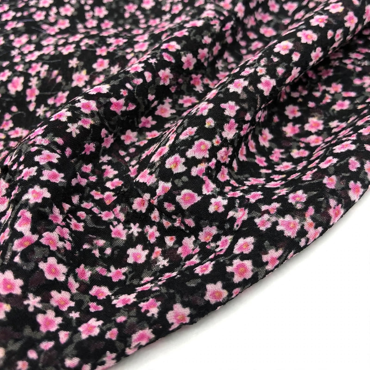 Black Pink Ditsy Floral Kaftan Abaya