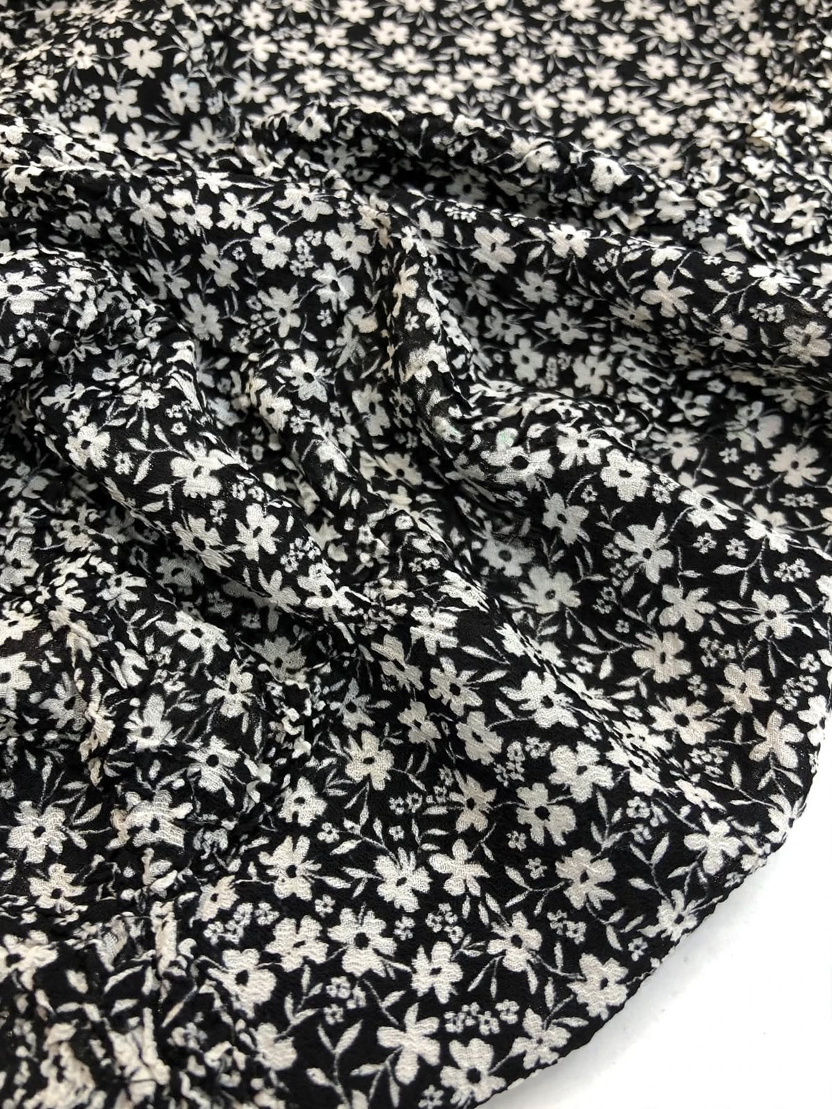 Black & White Small Flower Printed Abaya