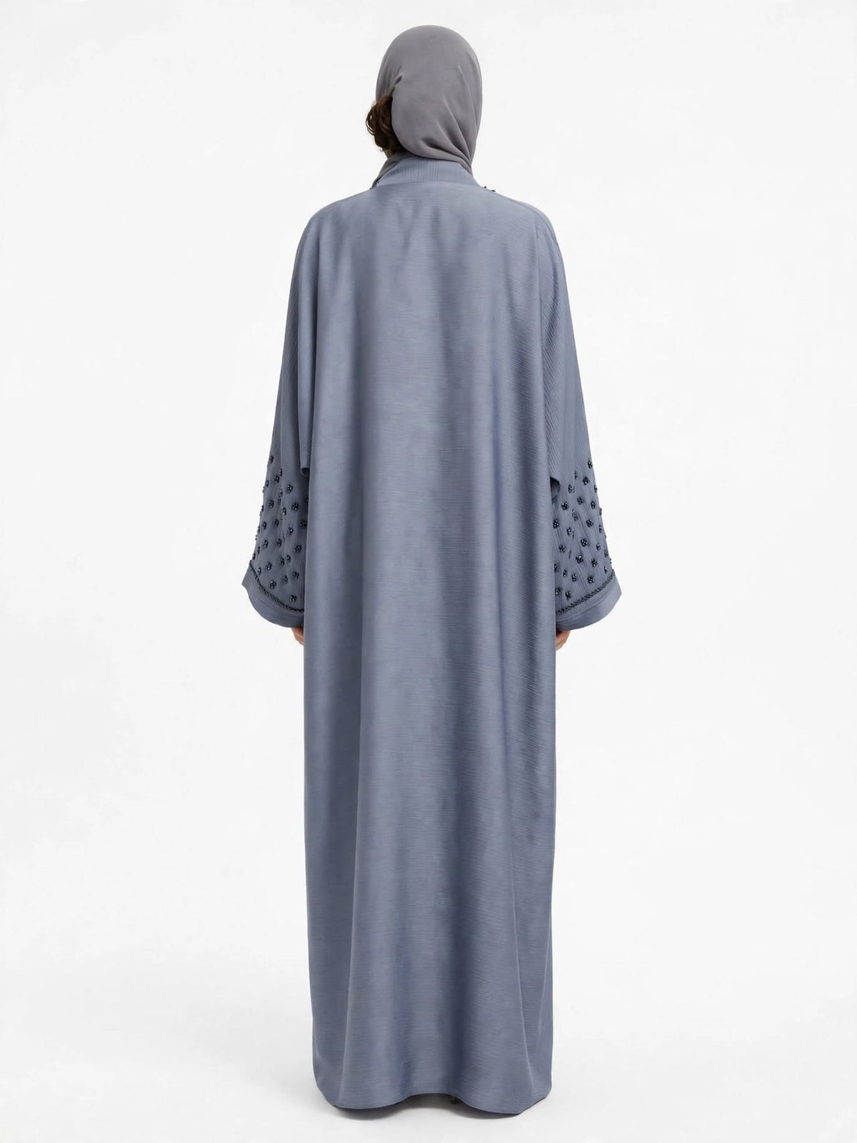 Dusty Grey Beaded Abaya