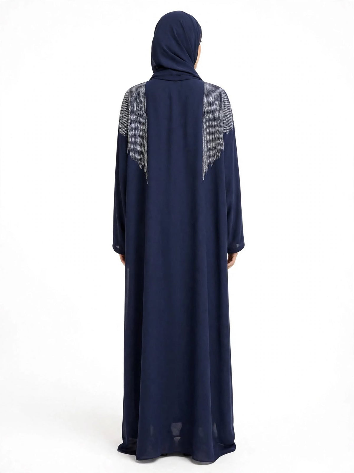 Navy Blue Heavy Stone Kaftan Abaya