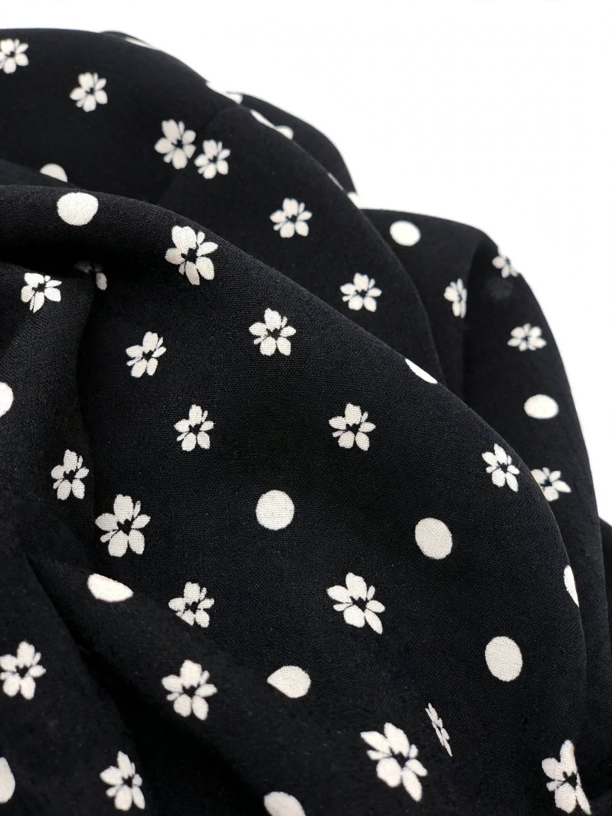 Black & White Floral Polka Dot Printed Abaya