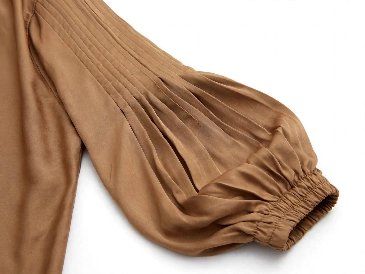 Coffee Brown Pleated Sleeve Abaya