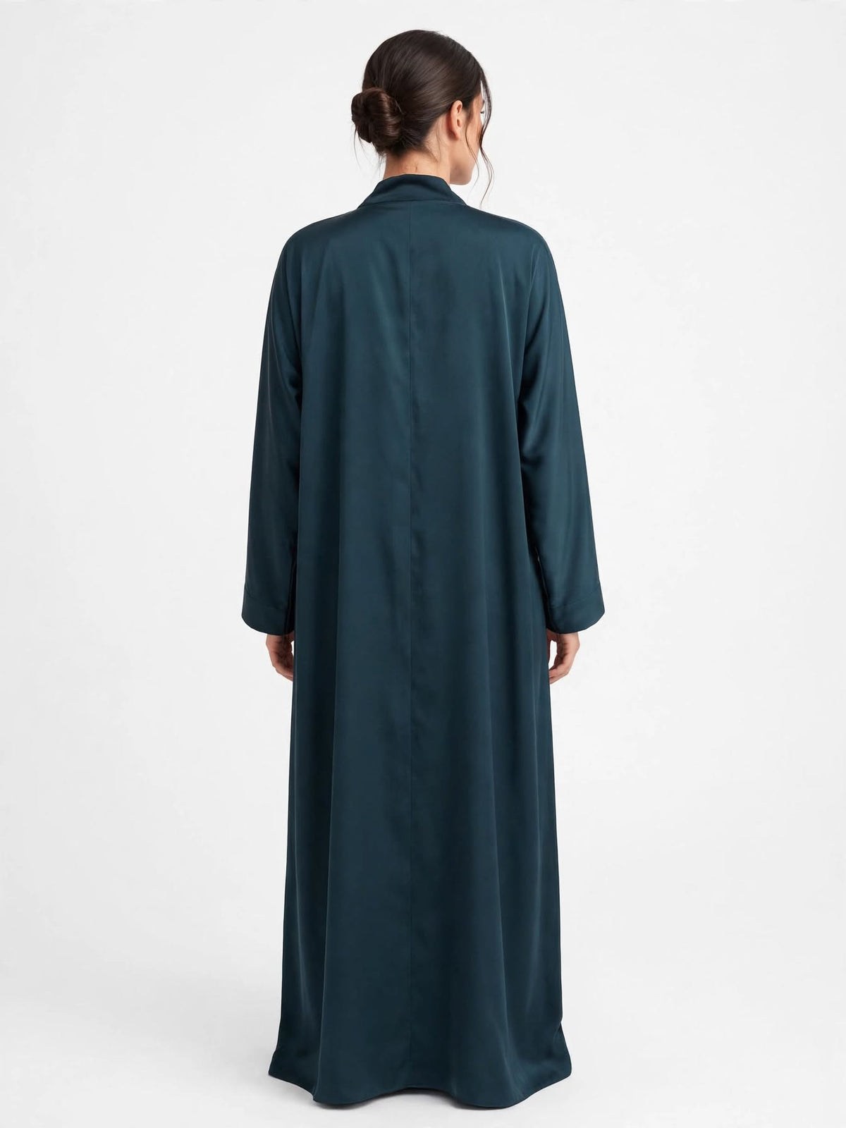 Dark Teal Plain V-Neck Abaya