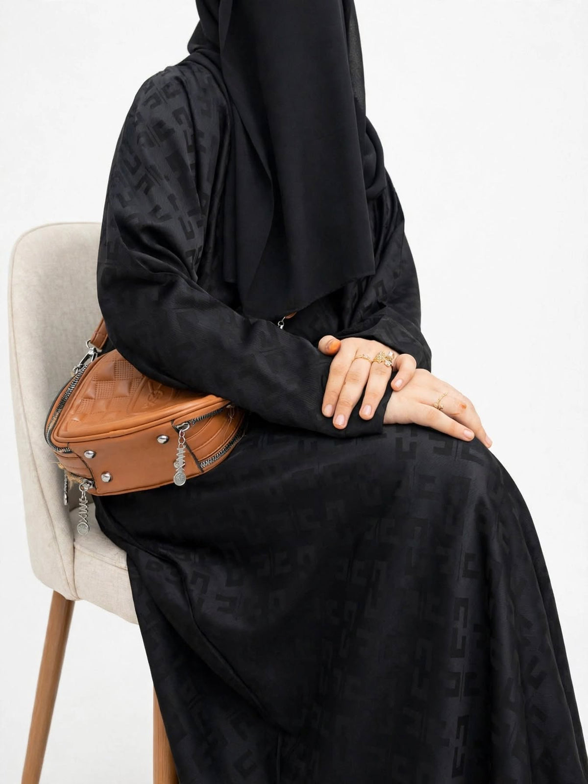 Black Embossed Designer Abaya