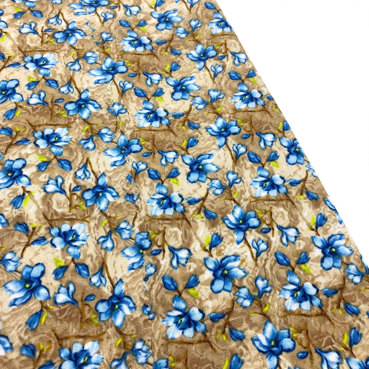 Beige & Blue Floral Printed Kaftan Abaya