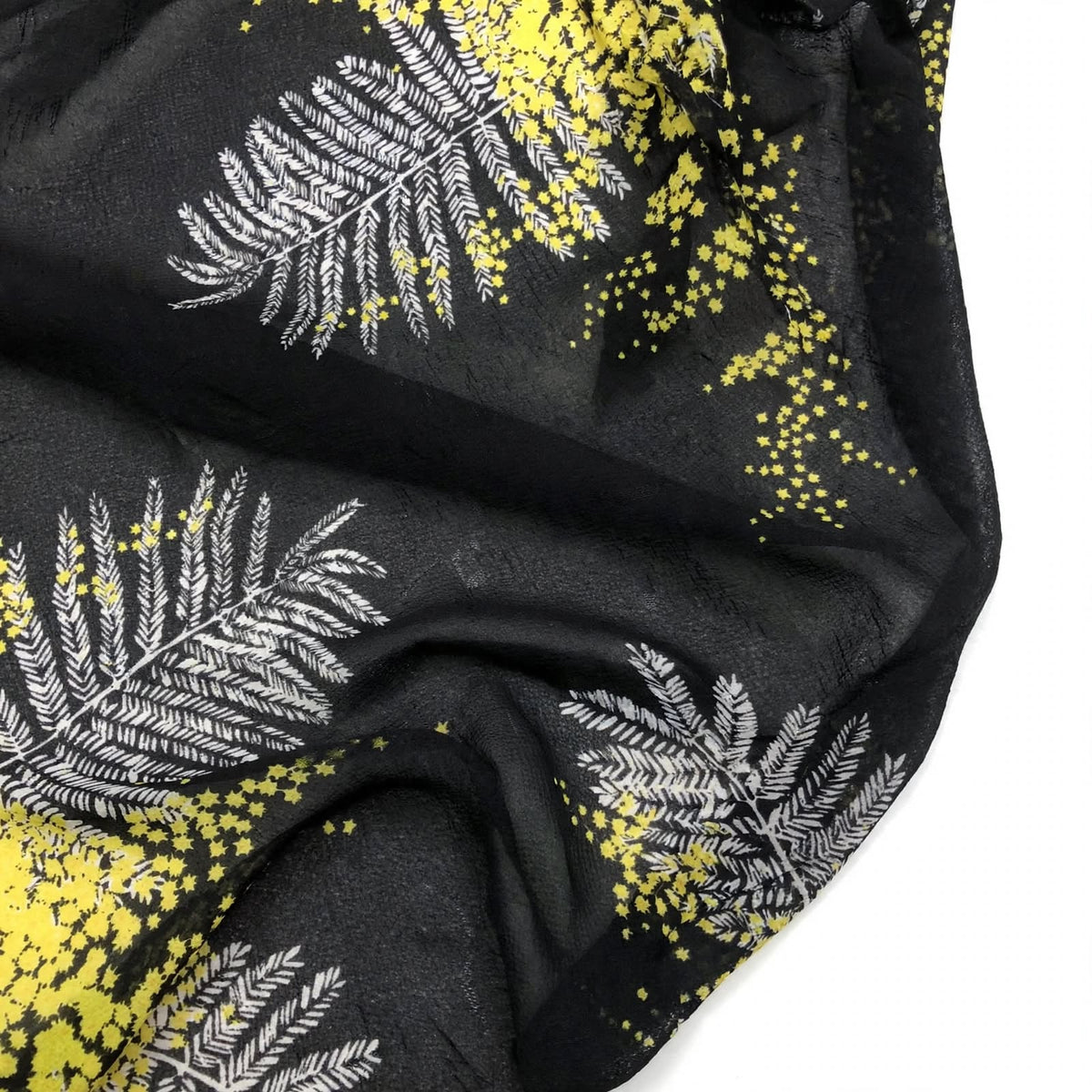 Black Yellow White Fern Printed Abaya
