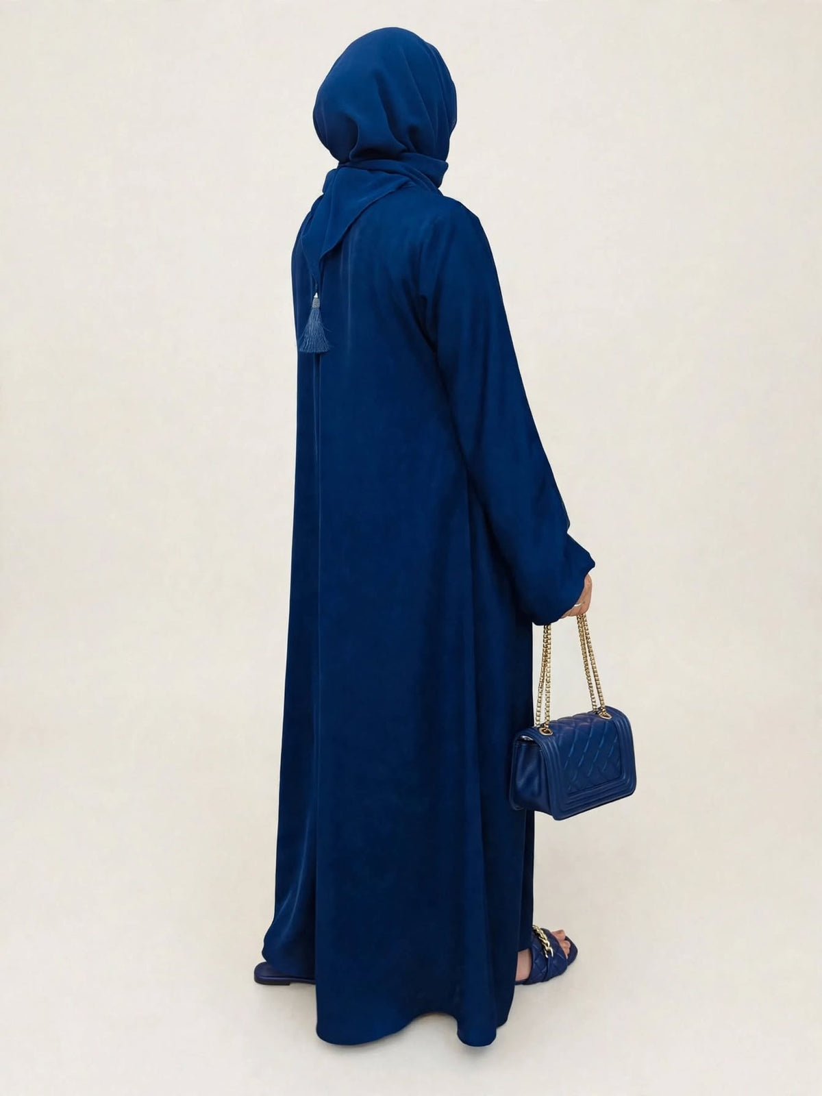 Royal Blue Leaf Embroidered Abaya