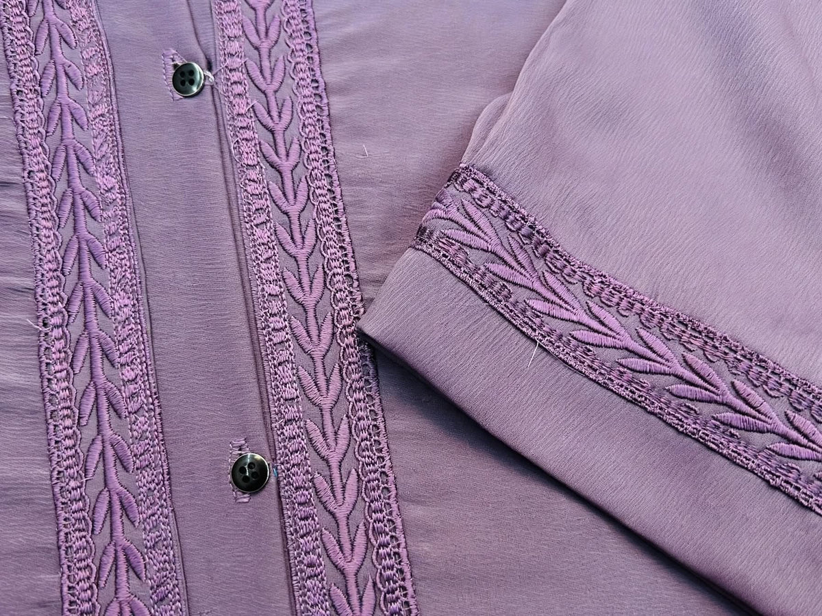 Purple Embroidered Lace Abaya