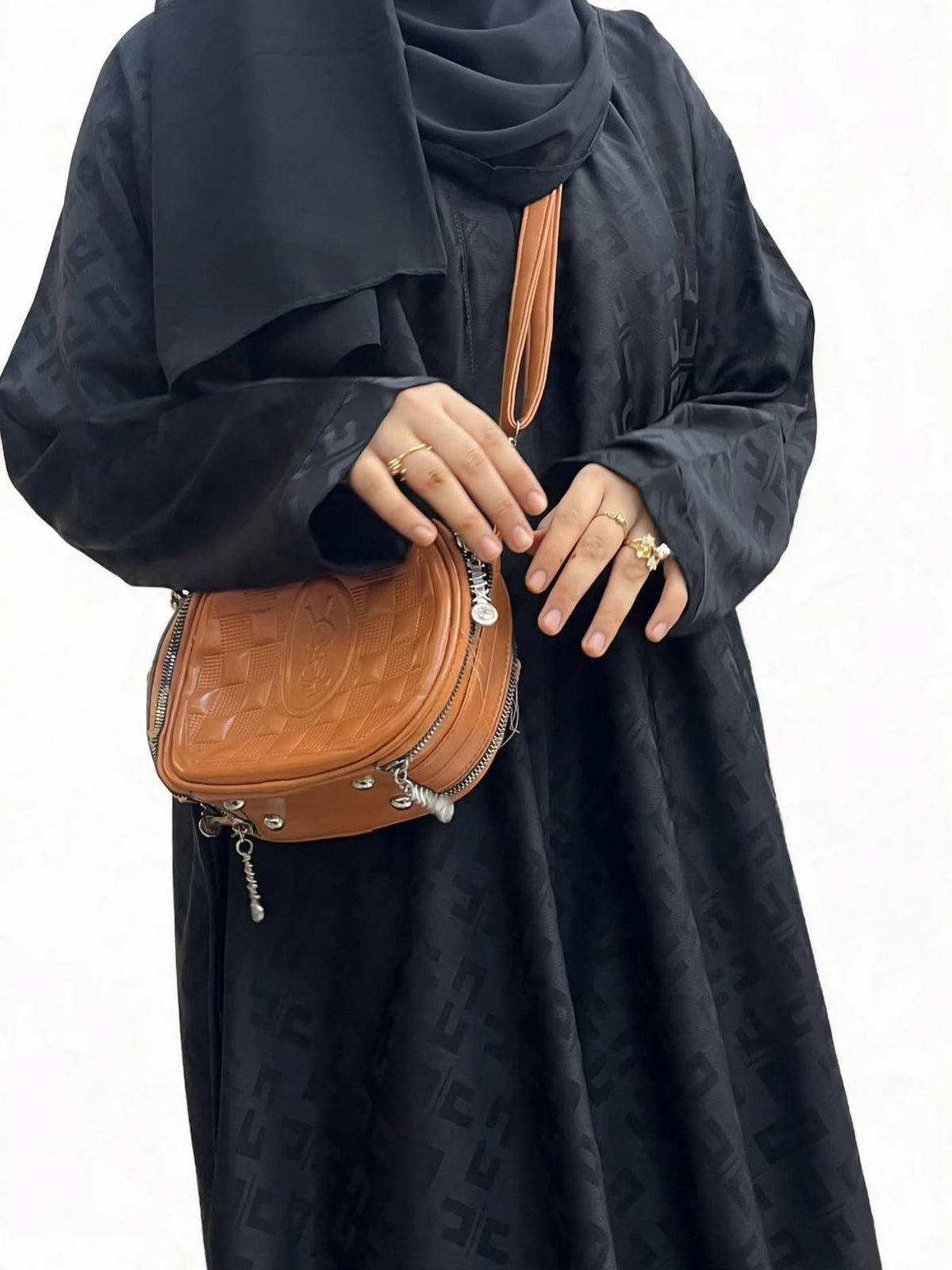 Black Embossed Designer Abaya